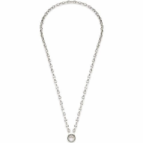 JEWELS BY LEONARDO Halskette Clip & Mix Romea • Kette aus silberfarbenem Edelstahl • massive Kettenglieder in Bohnenform • Ring zum Anhängen von Charms • 50 cm Länge • Geschenk Schmuck Damen • 023272