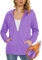 MAGCOMSEN Winter Hoodie Jacke Damen Kapuzenjacke Warm Sweatjacke Gefüttert Sportjacke Fleecejacke mit Reißverschluss Hellviolett XL