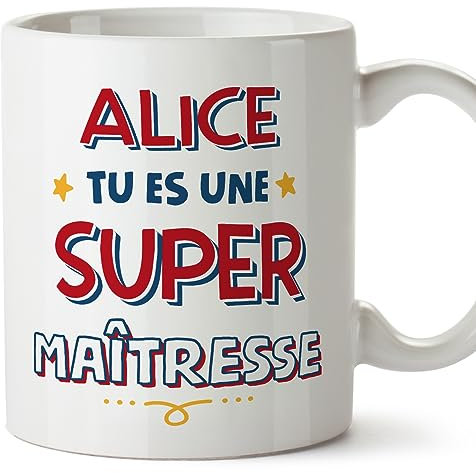Mugffins Tasses Personnalisables pour MAÎTRESSE femme - En Français - Cadeau Personalisé- Tu es Super - 11 oz / 330 ml