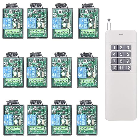 12V 24V 12 Kanäle 400m 500M Langstrecken Reichweite RF Funkschalter Funkfernbedienung Lichtschalter Empfänger Handsender System für Garage Tür Relais Fernsteuerung