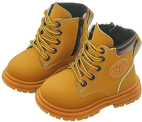 Happy Cherry Stivali Ragazzi Ragazze Pelle Scarpe Stivaletti Impermeabili Antiscivolo Unisex Bambini Scarponcini Inverno Suola Morbida Resistente Esterno Marrone 22 EU