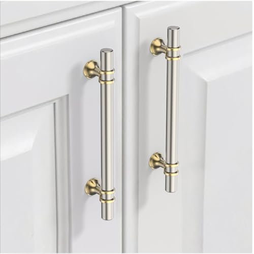 9BUILD 10 Piezas 128MM Níquel Dorado Tiradores Armarios Tiradores de Cocina Muebles Aleación de zinc EU0044