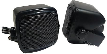 VALDI LED Altavoces 2 Unidades - Superficie 10CM, Altavoces para Coche, Caravana, Camper, Autocaravana, 120W de Potencia, Estéreo, Función LED Lights, Control Remoto Incluido, Color Negro.