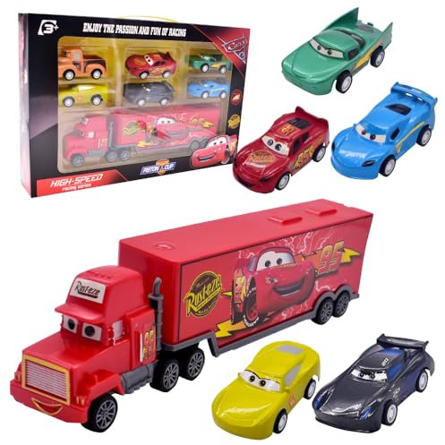 Auto Spielzeug Set - 7 Stück Transporter Car Set, Mini Die Cast Pull Back Autos, Kleine Fahrzeuge für Kinder, Mini Cars Geschenk
