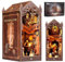 Dhqkqg DIY Book Nook Kit Mit Staubschutz Und LED-Licht, Puppenhäuser Miniatur Haus Kit,3D Holzpuzzle Book Nook Puppenhaus Kit,Buch Ecke Miniatur Kit,Bücherregal Deko,Kreativen Geschenken (Bibliothek)