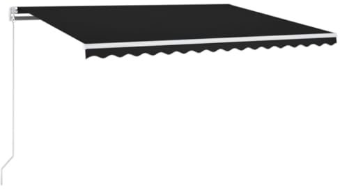 Willood Manuelle Gelenkarmmarkise mit LED, Sonnenmarkise Gelenkarmmarkise Versenkbaren Markise, Gelenkmarkise,Terrassenmarkise 400x300 cm Anthrazit