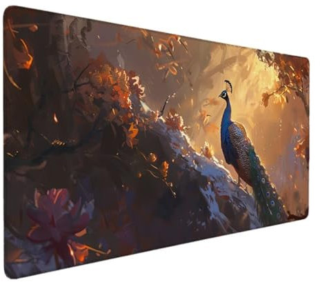 Tapis de Souris Gamer, Tapis de Souris XXL 1200x600x3mm Tapis Souris D'épaisseur de Protecteurs pour Gamer, Ordinateur, Mac, PC, Tapis de Souris Ergonomique, Grand Tapis de Souris (Bleu, Paon) 7-9