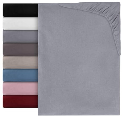 Spannbettlaken Spannbetttuch Luna 100% Baumwolle Bettlaken Betttuch Matratzenbezug 8 Farben Uni Hellgrau - 90x200cm
