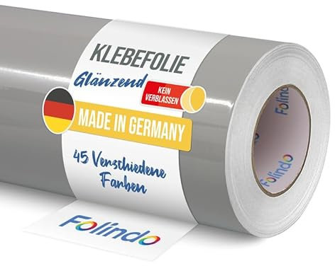 Folindo Möbelfolie selbstklebend 621 072 Hellgrau Glanz Vinyl 5m x 63 cm Klebefolie Möbel, Klebefolie Küche, Möbelfolie, Folie für Möbel, Möbelfolie selbstklebende Folie, Küchenfolie selbstklebend