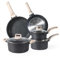Carote Granite Non-Stick Cookware Set, 8-Piece Induction Compatible Pans and Pots with Lids, PFOA Free Black Stone Effect Kitchen Cookware Set with Wooden Handles, Healthy Frying & Sautéing Set