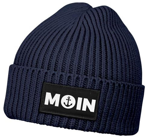 Neverless® Damen Beanie mit Patch Aufdruck Print Moin Nordisch Wintermütze Strickmütze