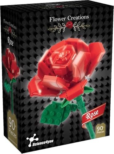 Science4you Rosen Blumenstrauß Bausteine – Rote Kreativ Rosen mit der Familie Bauen, haben Sie eine Gute Zeit beim Bauen von Künstliche Blumen-Set BAU- und Backsteingeschenk für Erwachsene und Kinder