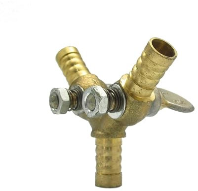 SSOPTMCB 8mm 10mm Hose Barb-1/2 BSP Male Female Thread YT ype 3 Three Way Brass Ball Valve Pipe Fitting Connector Adapter for Fuel Gas(8mm)