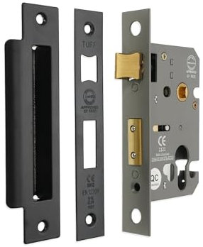 Infinity Decor Fire Rated Aged Bronze Euro Profile Mortice Sash Lock CE Approved Cylinder Keyhole Security 65mm for Internal and External Doors (Matt Black)