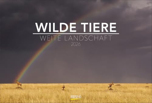 Wilde Tiere - weite Landschaft - Kalender 2026 - Korsch-Verlag - Panorama-Format - Fotokalender - Fotokunst - 58 cm x 39 cm