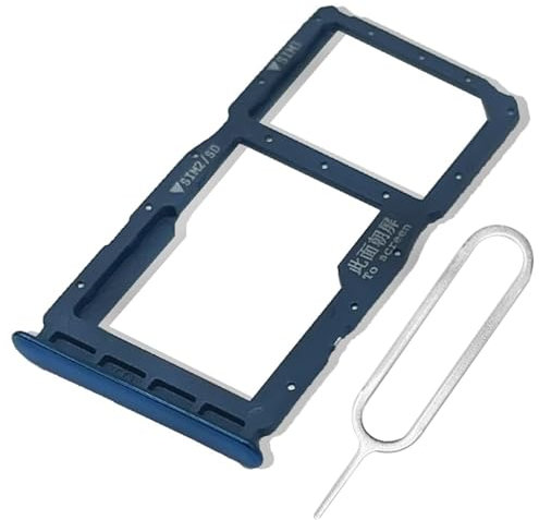 ExtKry SIM Karte Rahmen SIM Kartenfach für Huawei P30 lite Dual SIM Tray kartenhalter Original qualität Card Tray + SIM Pin (Blau)