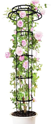 Pilz-Top Rankhilfe - Gartengurken Rankgitter | Einstellbar 104-165 cm Runder Obelisk für Kletterpflanzen, Windabweisende Unterstützung Pflanzenkäfig für Gurken, Zucchini, Bohnen, Traube, Rose, Efeu