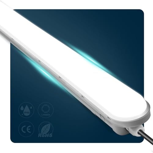 buling Feuchtraumleuchte LED 120CM, 36W 4500LM Leuchte Röhre, Verknüpfbar Wannenleuchte IP65 Wasserfest Leuchtstoffröhre für Büro Keller Garage, Kaltweiß 6000K