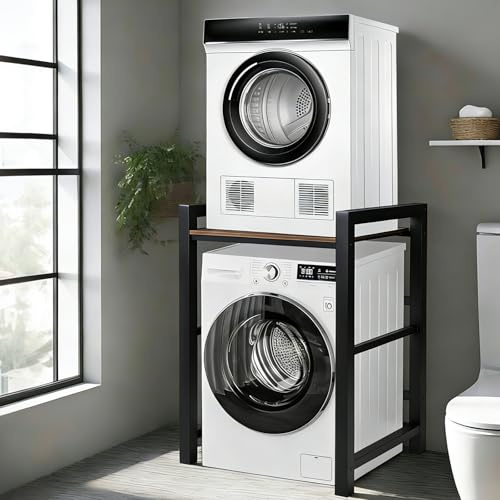 Meuble Machine à Laver et Seche Linge, Superposition Lave Linge Seche Linge, Étagère Machine à laver, 3 Hauteurs Réglables, Capacité Charge 350kg, Buanderie Salon Salle De Bain