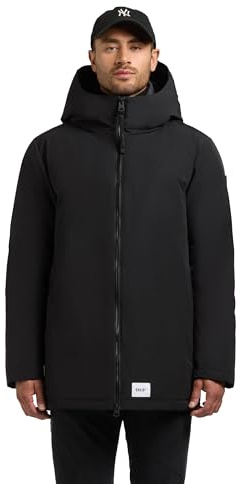 khujo Herren warme lange Winterjacke schlichte Jacke mit 2-Wege-Reißverschluss, verstellbarer Kapuze und innenliegenden Rucksack-Trägern Nedd S-XXL