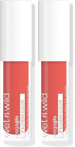 Wet n Wild Mega Glo Lip & Cheek Color, Lippen- und Wangenfarbe mit Zartmattem Finish, Leichte und Aufbaubare Formel für eine Natürlich Wirkende Röte, Coral Dream (Packung mit 2)