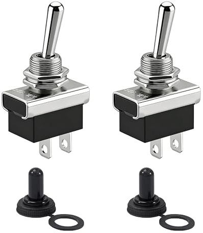 Metall-Kippschalter, KN3D-101 Kippschalter Mini Metall Schalte 2 Positionen 2-polig Heavy Duty Wippschalter Mit Wasserdichter Abdeckung für Automobil (Packung mit 2 Stück)