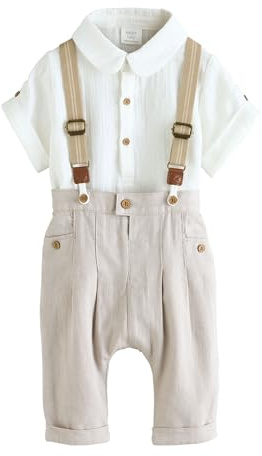 NEXT Baby Jungen 3-teiliges Baby-Set mit Hemd, Hose und Hosenträger Neutral numeric_62-numeric_68