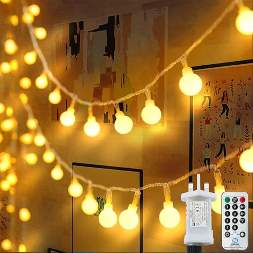 Lezonic Globe String Lights, 200LED 20M/65ft Fairy Lights Plug in Powered