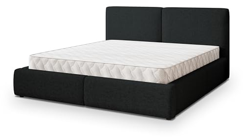 Masseno Polsterbett FELURO NV 120x200 cm, Doppelbett, Bettkasten, Stauraum, Lattenrost Und Kopfteil - Schwarz, Neve 100