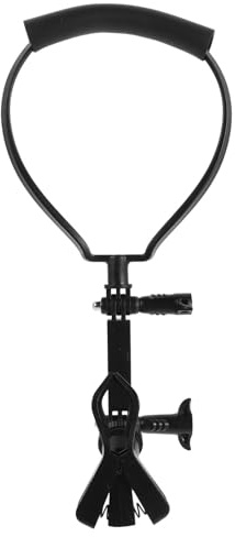Black Neck-hanging Microphone Stand with Angle Adjustable Clamp | Portable Lightweight Build, 4cm Max Clamp Size, Plastic and Metal Construction for Stage Events and Outdoors