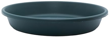The HC Companies 25,4 cm runder Kunststoff-Pflanzuntersetzer – für drinnen und draußen, Pflanzschalen für Töpfe – 27,3 x 27,3 x 4,4 cm, immergrün
