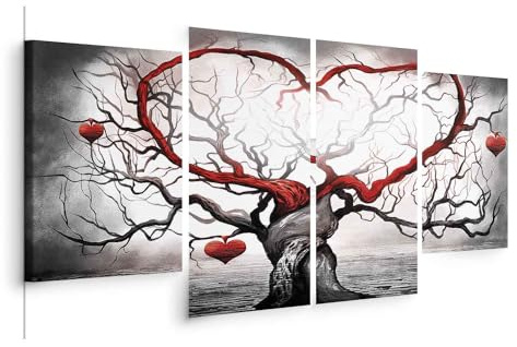 B&D XXL - Quadri Moderni per Soggiorno Grandi, Astratto Amore, 160x80 cm | Chiodi Inclusi, 4 Pezzi, Quadro Moderno, Pannelli Decorativi per Pareti, Decorazione da Parete, Resistenti Allo Sbiadimento