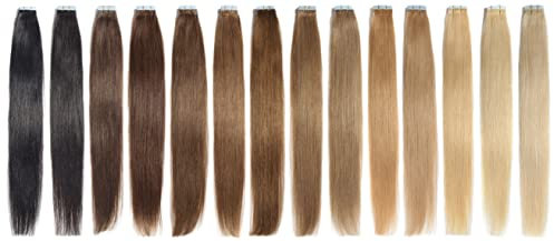 Invisible Tape In Extensions Echthaar Hair Extensions Haarverlängerung in Salon Qualität 10 Stück 45cm - Schokobraun
