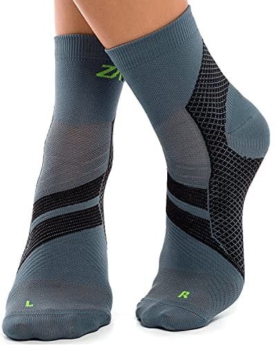ZaTech Plantarfasziitis Socken, Kompressionssocken, unterstützt Ferse, Knöchel und Fußgewölbe, für bessere Durchblutung, reduziert Fußschwellungen und Schmerzen (Grau/Schwarz, L, 41-43)