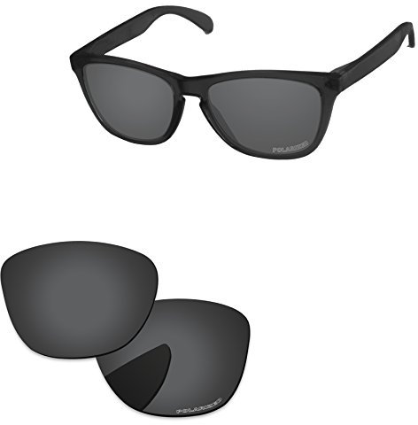 PapaViva Replacement Lenses for Oakley Frogskins OO9013 55mm Sunglass Solid Black Polarized