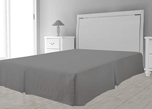 Soleil d'ocre Intemporel Cache sommier Microfibre, Polyester, Gris, 90x190 cm