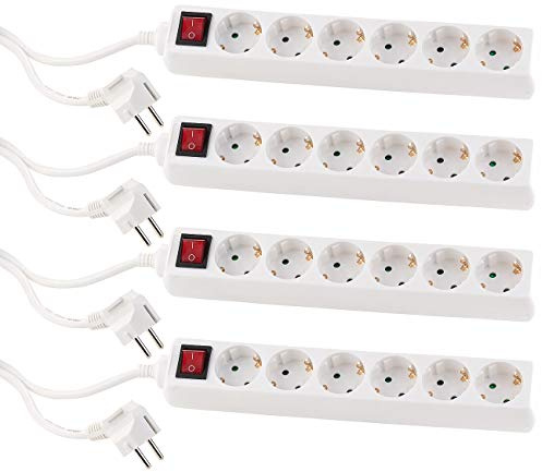 PEARL Steckdose: 4er Pack Schaltbare 6-Fach-Steckdosenleiste mit Kinderschutz, (Steckdosen)