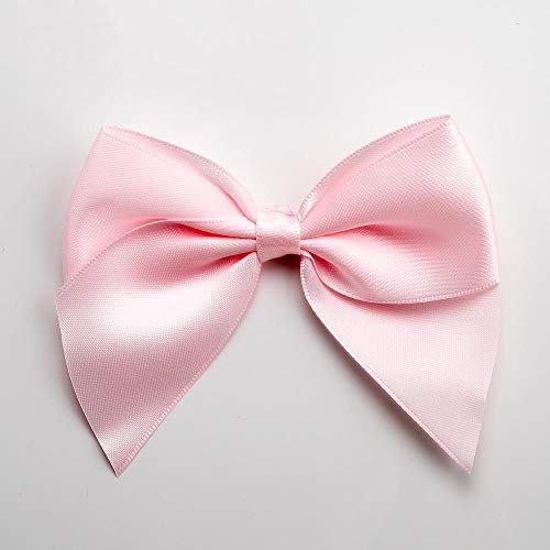 Italian Options Large Satin Ribbon Bows Self Adhesive 6-Piece Pack, 10 cm Bow Width, Pale Pink