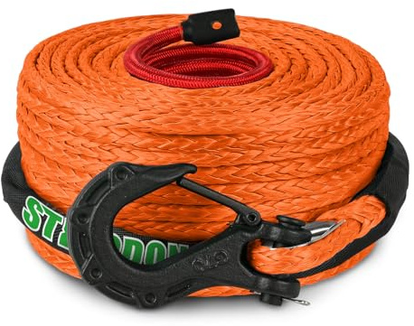 STEGODON Synthetisches Seilwinde, 0,95 cm x 18,3 m, 9 kg, Dyneema, Seilleine mit Haken und Hülsenschutz, Auto-Abschlepp-Wiederherstellungskabel für Allradantrieb, Geländewagen, Jeep, SUV, LKW