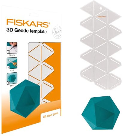 Fiskars 3D Papier-Juwel, Geode-Schablone, Zur Erstellung von 3D-Formen, Kunststoff, Weiß, 1059566