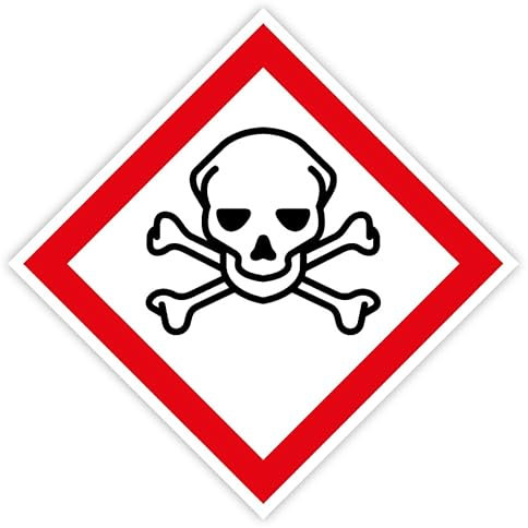 Aufkleber Warnzeichen GHS 06 „Achtung Giftig/Akute Toxizität“ GHS-Gefahrensymbol Folie selbstklebend, quadratisch | 5-20cm Made in Germany, Größen Name: 8,5x8,5cm