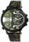 Raptor Limited Herren-Uhr Leder Armbanduhr grün Camouflage 3 Zeitzonen Datums-/ Wochentaganzeige 24 Std. Tachymeter