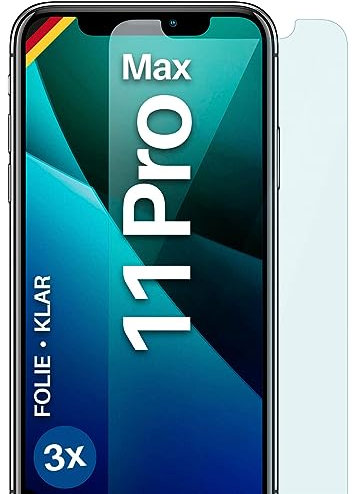 moex FlexProtect Schutzfolie für iPhone 11 Pro Max Displayschutz Folie Ultra-klar HD 0,2 mm kompatibel mit jeder Hülle, Anbringen ohne Blasen, Handyfolie Extra Kratzfest, 3 Stück