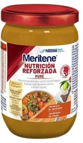 Meritene | Nutricion Reforzada Puré de Ternera y Verduras | Alimento Fresco y Nutritivo | Tarrito para Adultos | Para Personas con Dificultad para Tragar | 300 gr