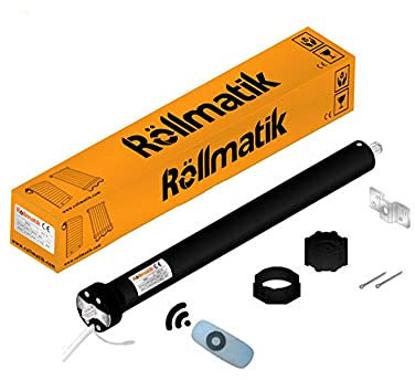 Rollmatik Motore Per Tapparelle Elettriche Portata 40Kg 20Nm con Telecomando, Finecorsa Elettronici, 6 Fili. Predisposto Per Pulsante SU/GIU Apertura Automatica Persiane