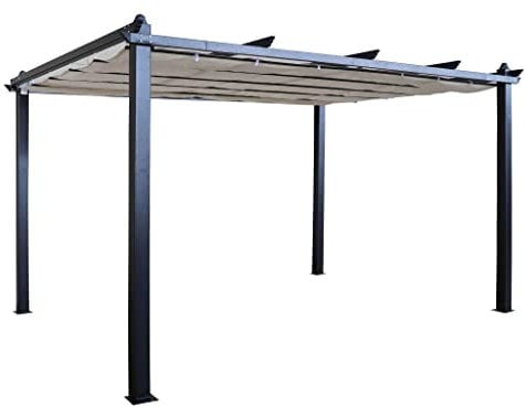 Gazebo pergola in acciaio 3x4 mt antracite con tetto chiudibile a carrucola Jodene