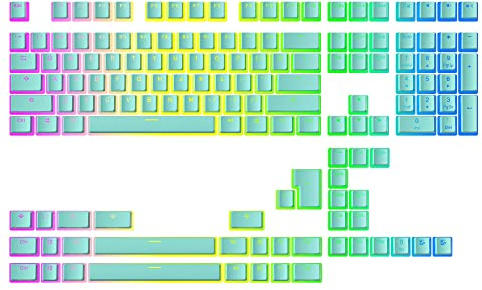 Ranked Pudding v2 PBT Keycaps | 145 Double Shot Translucent ANSI US & ISO Layout | OEM Profile for Full Size, TKL, 75%, 65% and 60% RGB Mechanical Gaming Keyboard (Miami Blue)