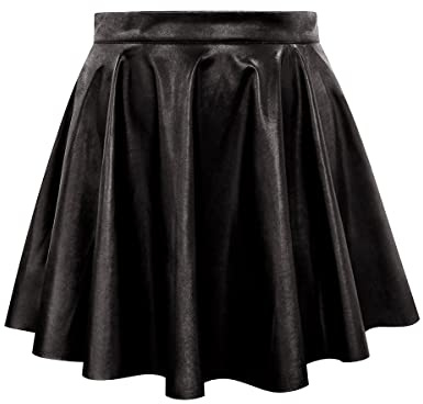 RITERA Women Plus Size Skirt Faux Leather Skater Skirt Concert Outfit Chic Black Pleated Skirts Mini A-line Side Zipper High Waist Music Festival Outfit 3XL 22W 24W
