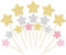 Gyufise 42Pcs Star Cupcake Toppers Gold Silver Pink Glitter Assembled Twinkle Star Cupcake Picks Wedding Engagement Bridal Shower Birthday Party Cake Decorations Supplies Mixed Size