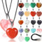 EXCEART 20 Stück Herzförmige Steinanhänger Charms Liebe Herzform Edelstein Charms Anhänger Kristall Chakra Perlen mit Ketten für DIY Halskette Schmuckherstellung (16 Mm + 20 Mm)